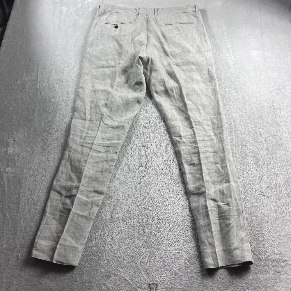 J.Crew Bowery Slim Baird McNutt Irish Linen Dress Pants Light Gray Mens 31x32